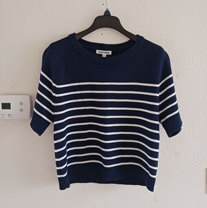 Vigoss Stripe Short Sleeve Navy Top